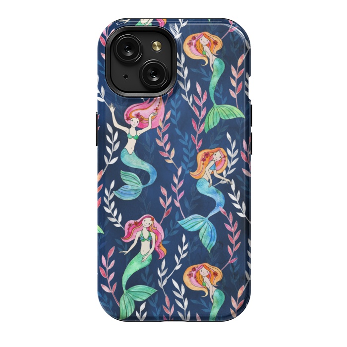 iPhone 15 StrongFit Little Merry Mermaids by Micklyn Le Feuvre