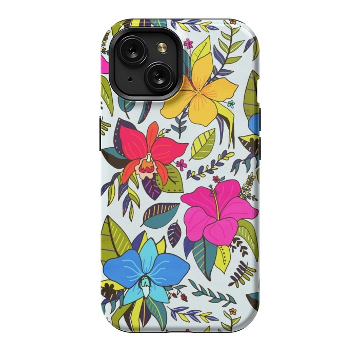 iPhone 15 StrongFit Tropical Floral by Tigatiga