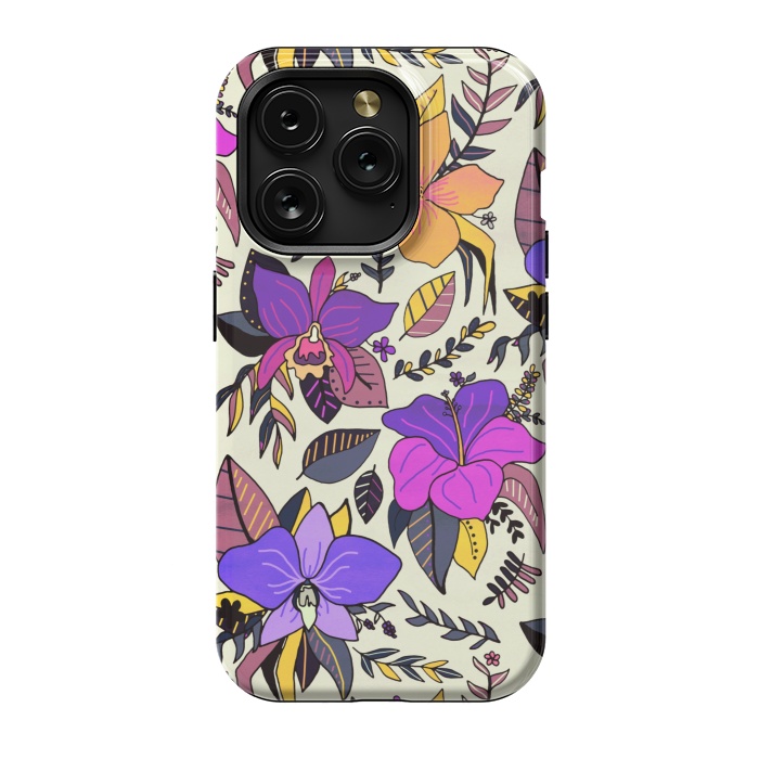 iPhone 15 Pro StrongFit Sunset Tropical Floral by Tigatiga