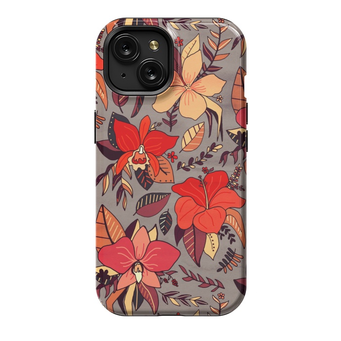 iPhone 15 StrongFit Red Tropical Floral by Tigatiga