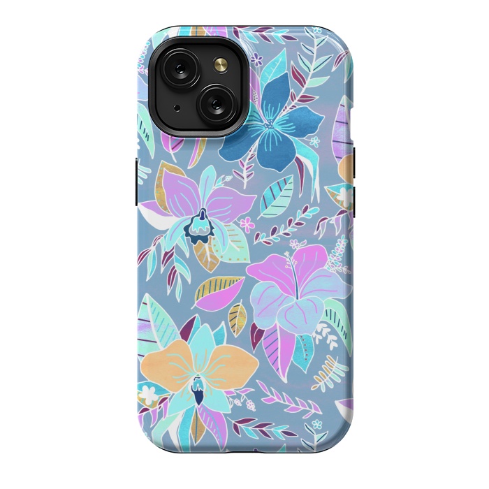 iPhone 15 StrongFit Pastel Tropical Floral by Tigatiga