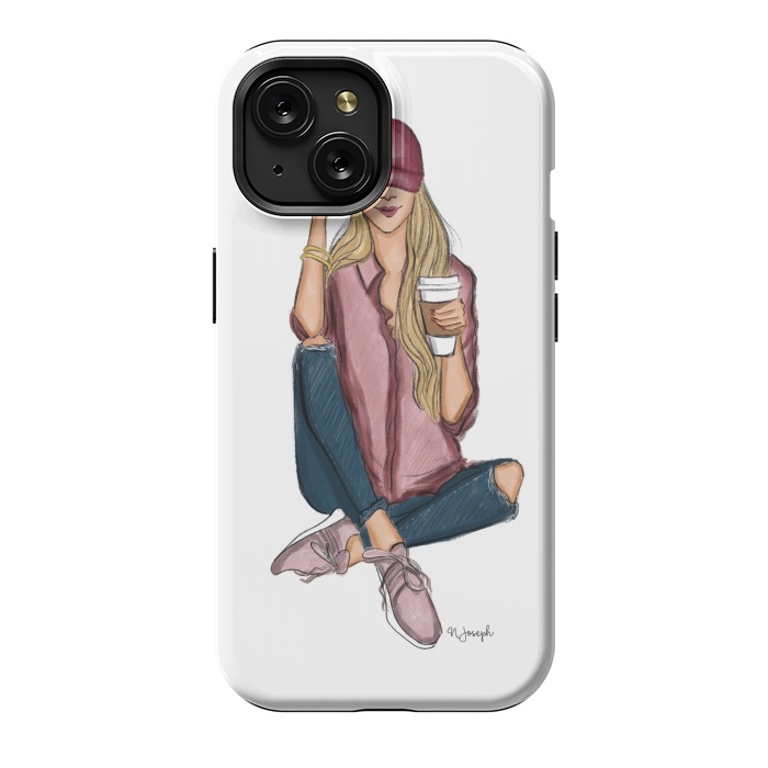 iPhone 15 StrongFit Basic Chic - Blonde by Natasha Joseph Illustrations 