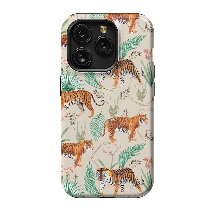 iPhone 15 Pro StrongFit Tropical and Tigers by Uma Prabhakar Gokhale