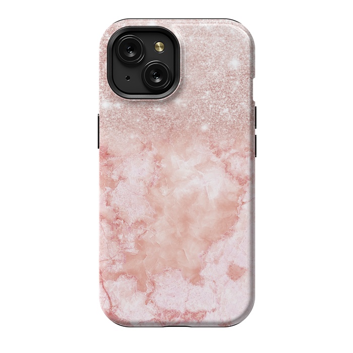 iPhone 15 StrongFit Glitter on Blush Agate by  Utart