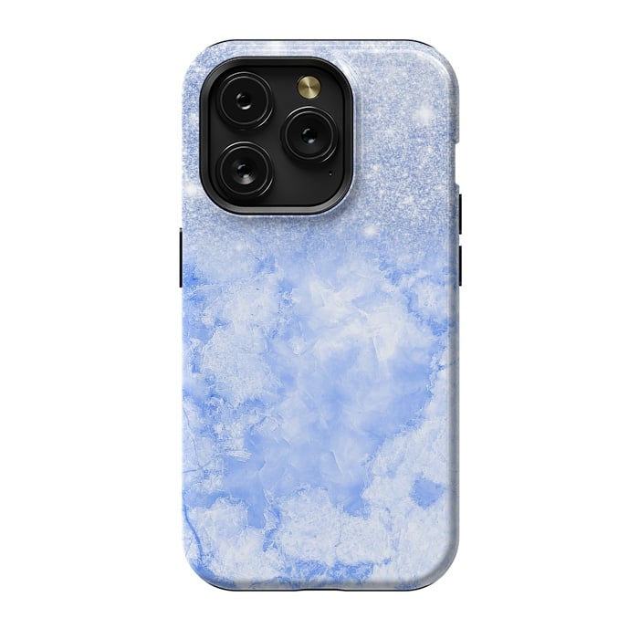 iPhone 15 Pro StrongFit Glitter on Sky Blue Agate by  Utart