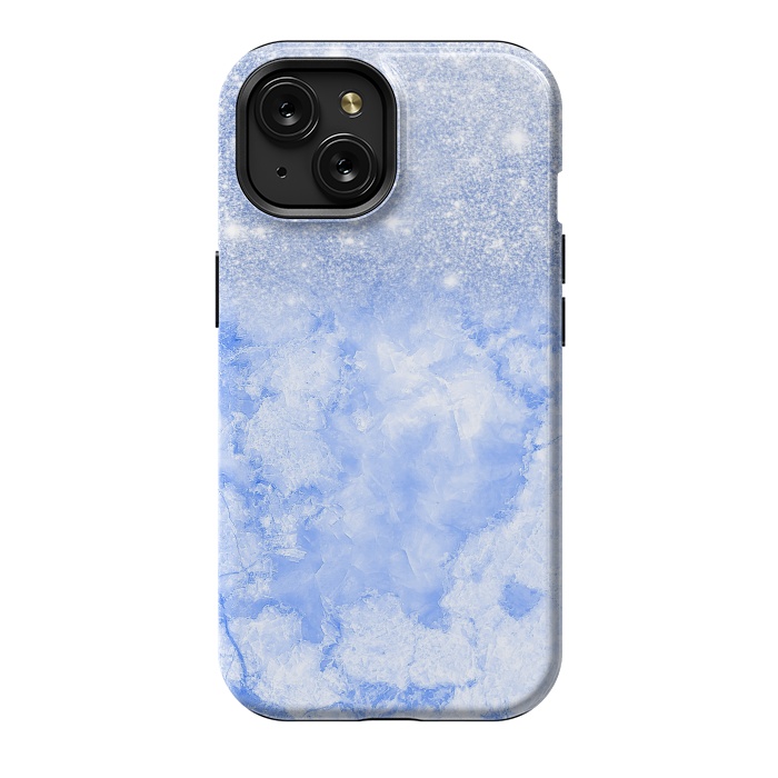iPhone 15 StrongFit Glitter on Sky Blue Agate by  Utart