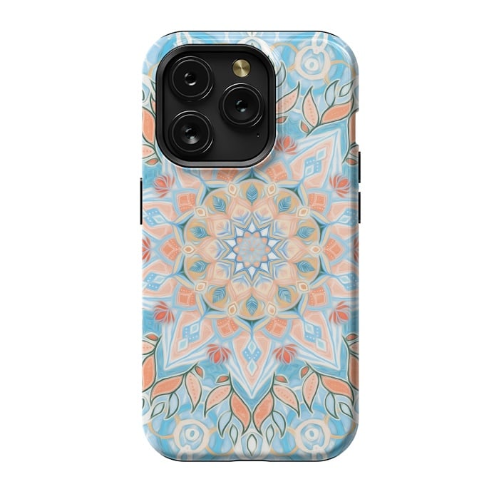 iPhone 15 Pro StrongFit Peach and Blue Pastel Mandala by Micklyn Le Feuvre