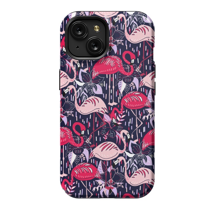 iPhone 15 StrongFit Fantasy Flamingos  by Tigatiga