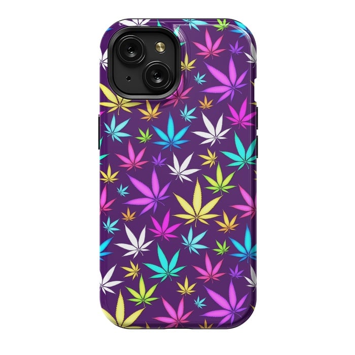 iPhone 15 StrongFit Colorful Weed Pattern by Art Design Works