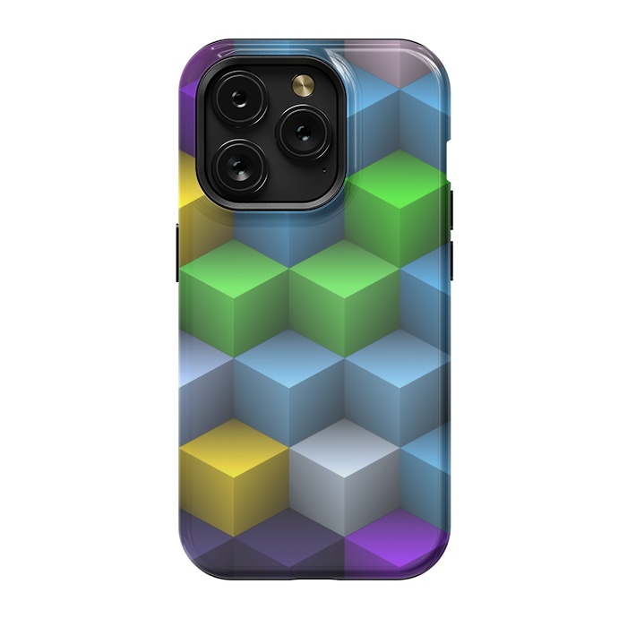 iPhone 15 Pro StrongFit 3D Colorful Squares Pattern by Art Design Works
