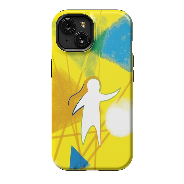 iPhone 15 StrongFit Yellow Geometric by Eva Fandiño