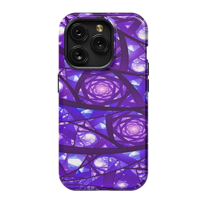 iPhone 15 Pro StrongFit Purple Fractal Pattern by Art Design Works