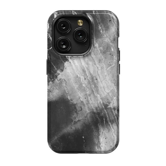 iPhone 15 Pro StrongFit Black gray faded marble painting by Oana 