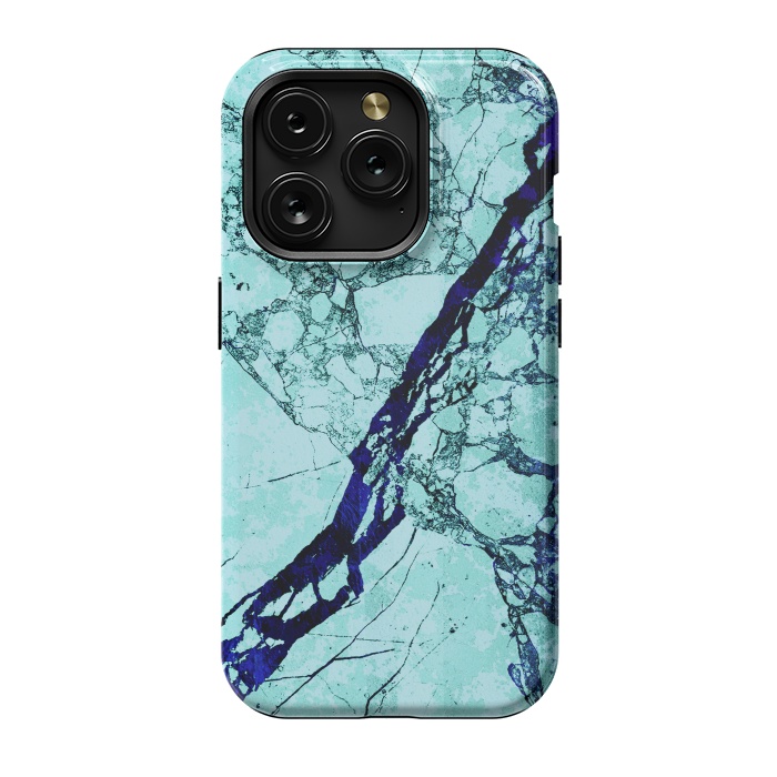 iPhone 15 Pro StrongFit Turquoise blue marble by Oana 