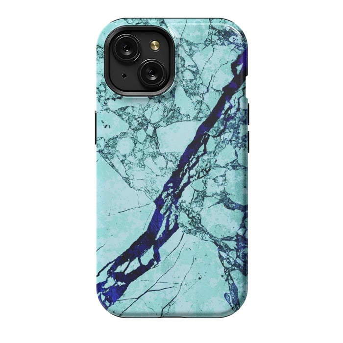 iPhone 15 StrongFit Turquoise blue marble by Oana 