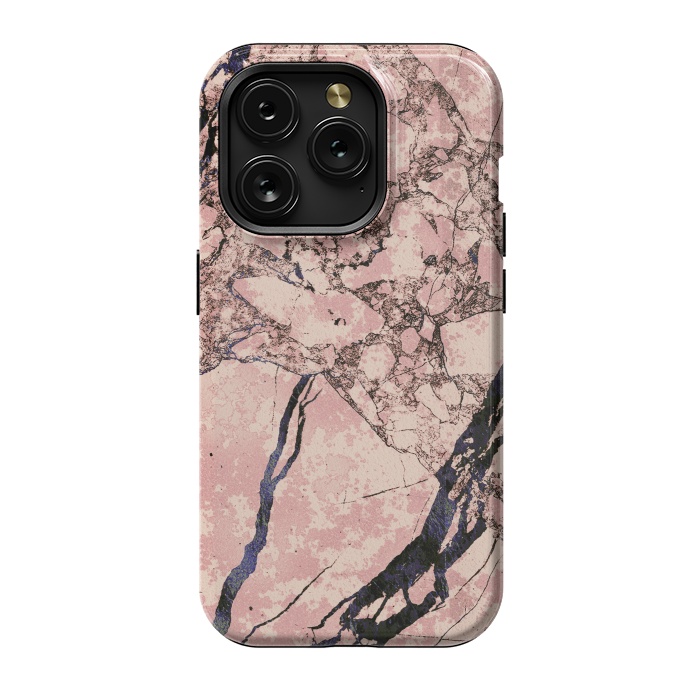 iPhone 15 Pro StrongFit Pink marble with dark cracks texture by Oana 