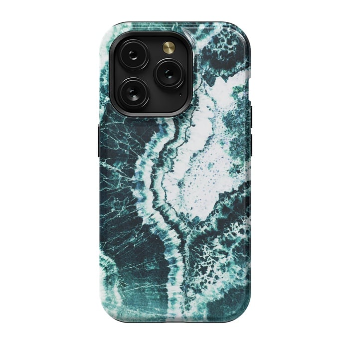 iPhone 15 Pro StrongFit Emerald green agate marble art by Oana 