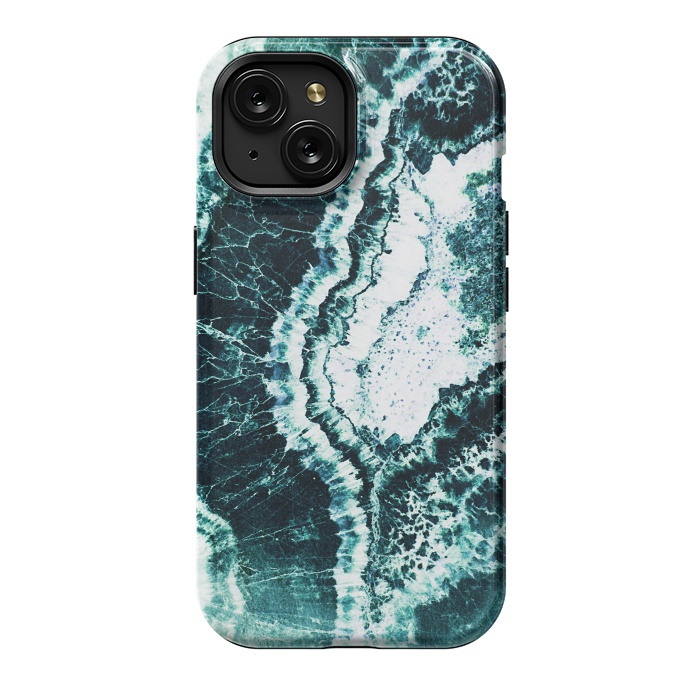 iPhone 15 StrongFit Emerald green agate marble art by Oana 