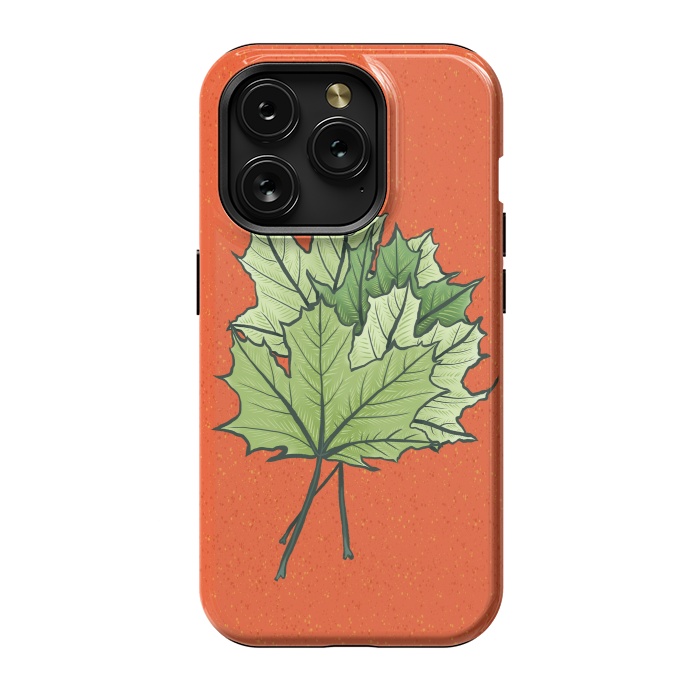iPhone 15 Pro StrongFit Maple Leaves Digital Art In Green And Orange by Boriana Giormova