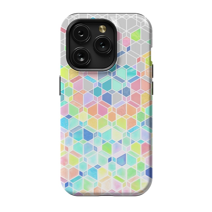 iPhone 15 Pro StrongFit Rainbow Cubes and Diamonds by Micklyn Le Feuvre