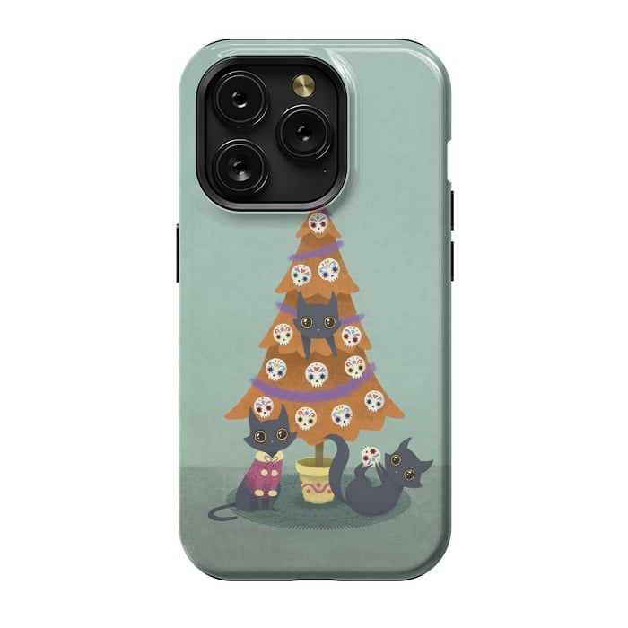 iPhone 15 Pro StrongFit Meowy christmas sugarskulls by Laura Nagel