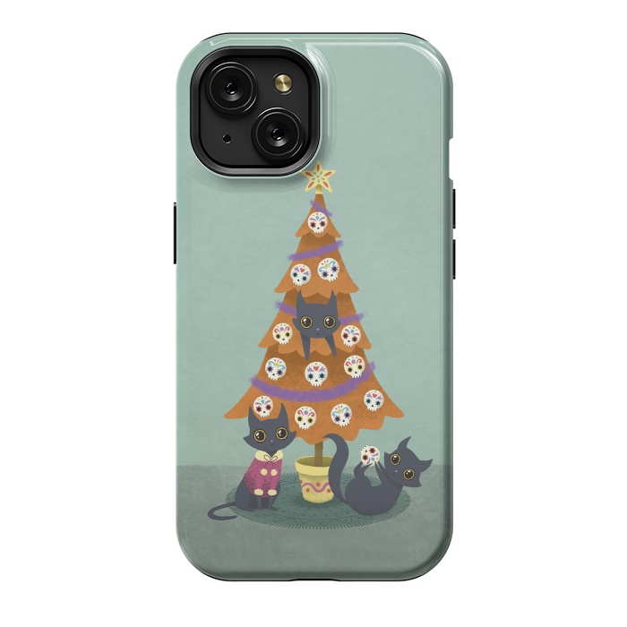 iPhone 15 StrongFit Meowy christmas sugarskulls by Laura Nagel