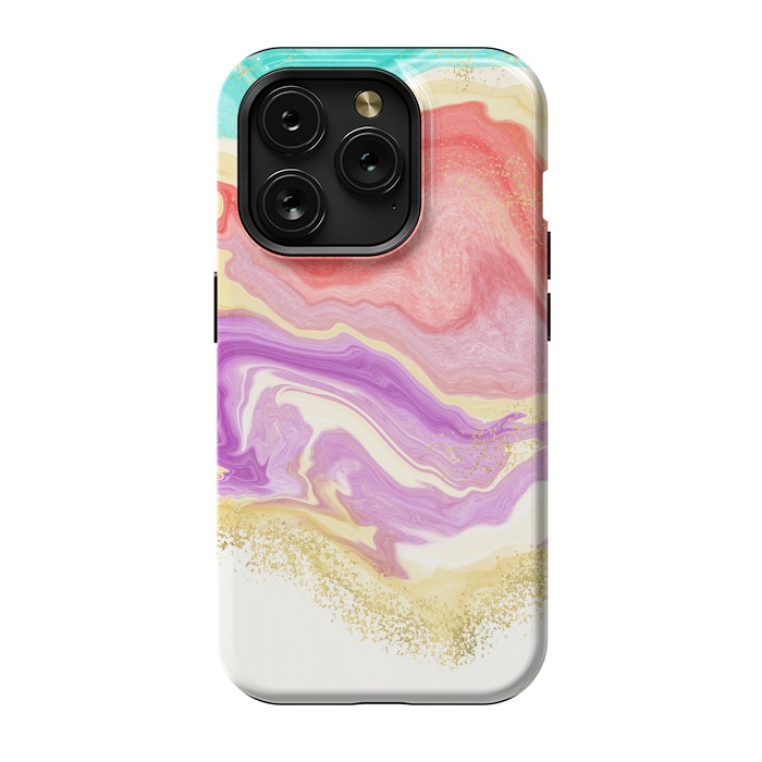 iPhone 15 Pro StrongFit Colorful Marble by Noonday Design