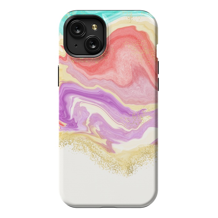 iPhone 15 Plus StrongFit Colorful Marble by Noonday Design