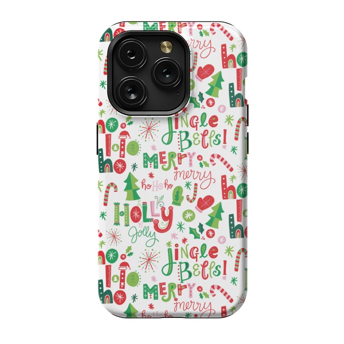 iPhone 15 Pro StrongFit Festive Christmas Lettering by Noonday Design