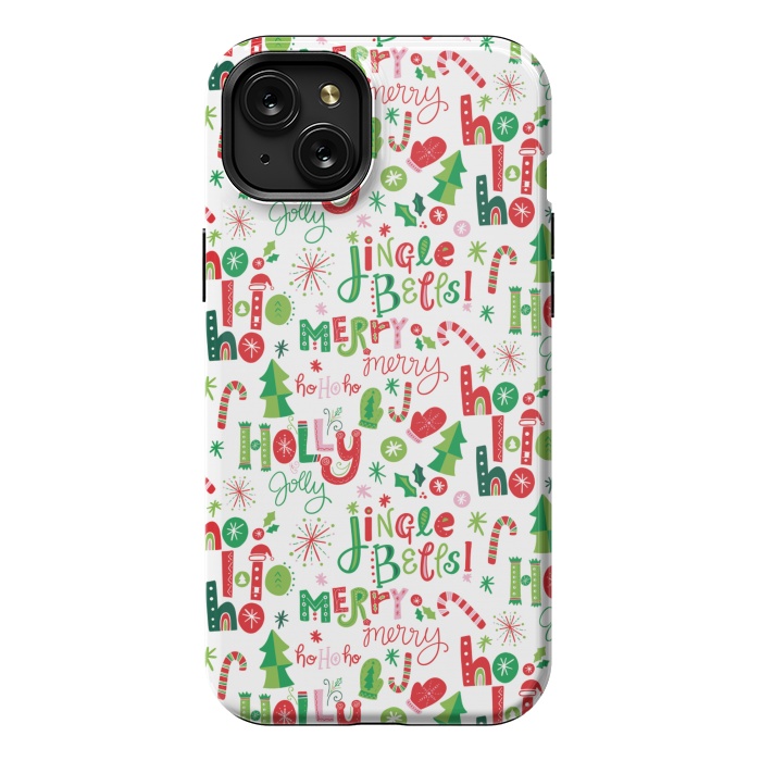 iPhone 15 Plus StrongFit Festive Christmas Lettering by Noonday Design
