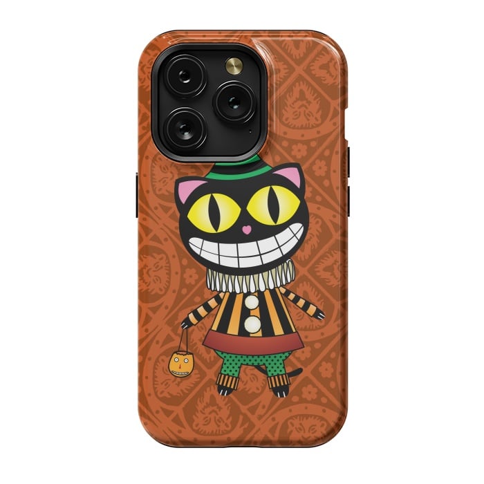 iPhone 15 Pro StrongFit Cassiues Harlequin Cat by Mangulica