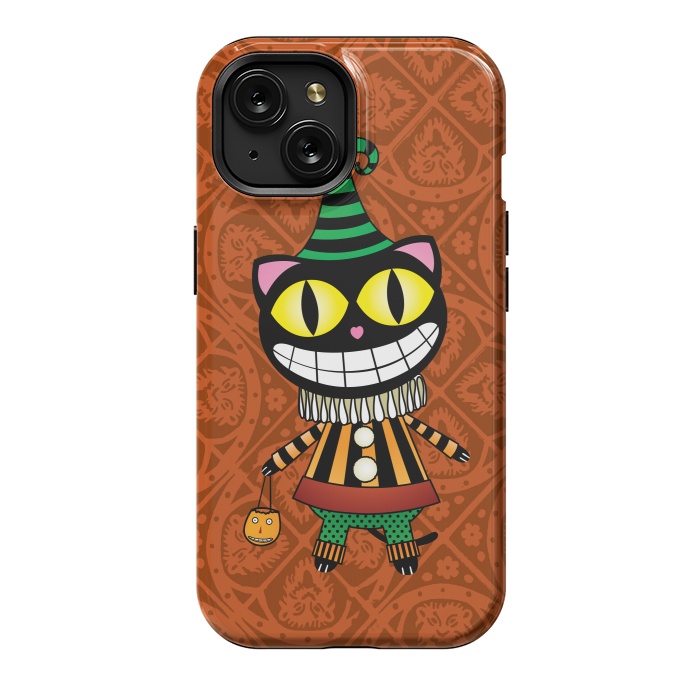 iPhone 15 StrongFit Cassiues Harlequin Cat by Mangulica