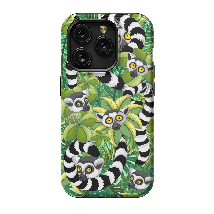 iPhone 15 Pro StrongFit Lemurs of Madagascar on Rainforest  by BluedarkArt