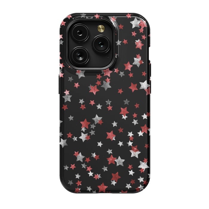 iPhone 15 Pro StrongFit Rust copper and silver party stars by Oana 