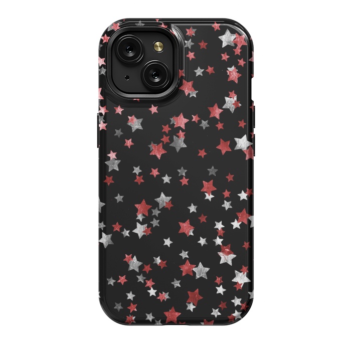 iPhone 15 StrongFit Rust copper and silver party stars by Oana 