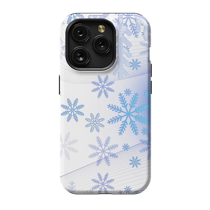 iPhone 15 Pro StrongFit Blue icy snowflakes - Christmas illustration by Oana 