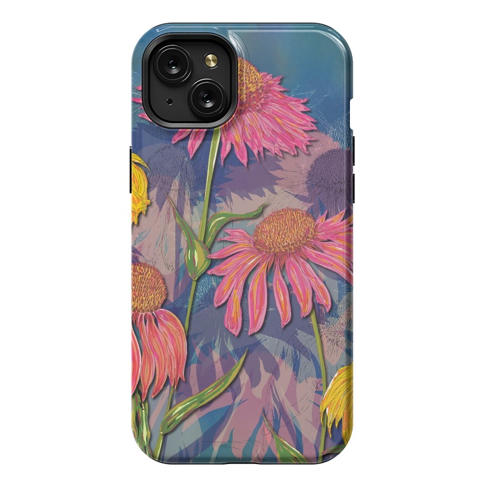 iPhone 15 Plus StrongFit Pink Coneflowers by Lotti Brown
