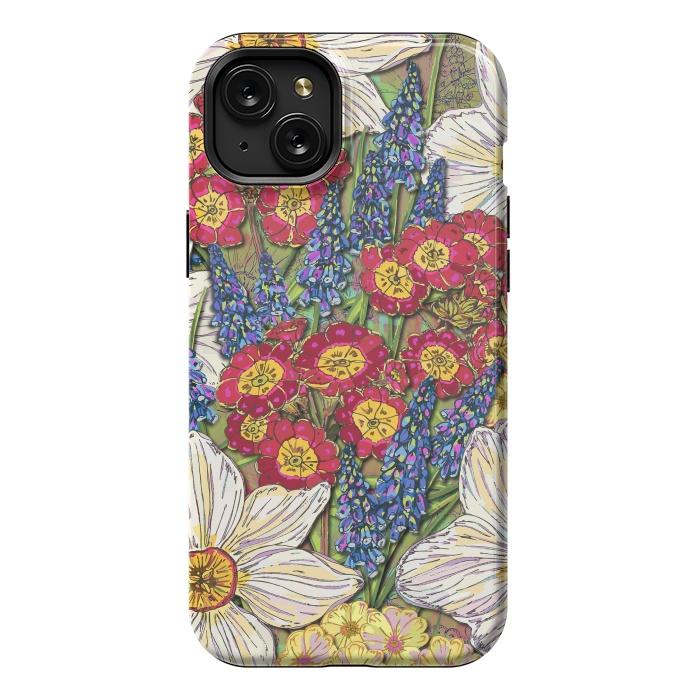 iPhone 15 Plus StrongFit Spring Flowers by Lotti Brown