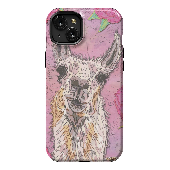 iPhone 15 Plus StrongFit Perfectly Pink Llama by Lotti Brown