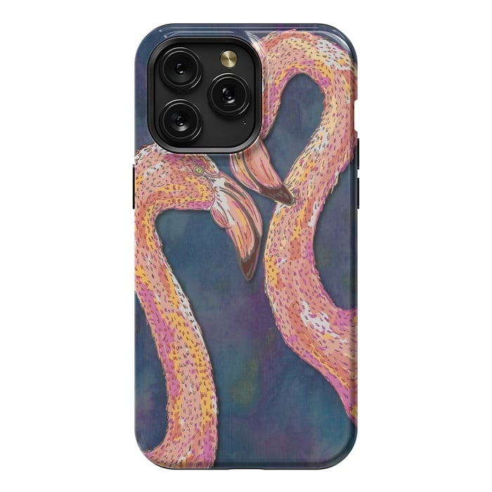 iPhone 15 Pro Max StrongFit Pink Flamingos by Lotti Brown