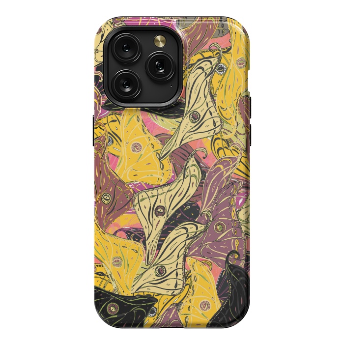 iPhone 15 Pro Max StrongFit Boho Butterfly Wings - Yellow & Black by Lotti Brown