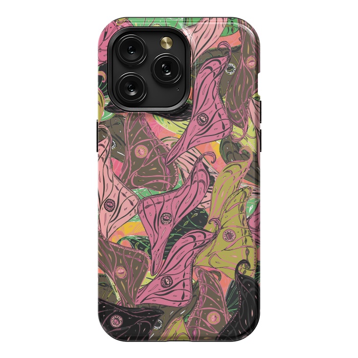 iPhone 15 Pro Max StrongFit Boho Butterfly Wings in Pink & Green by Lotti Brown