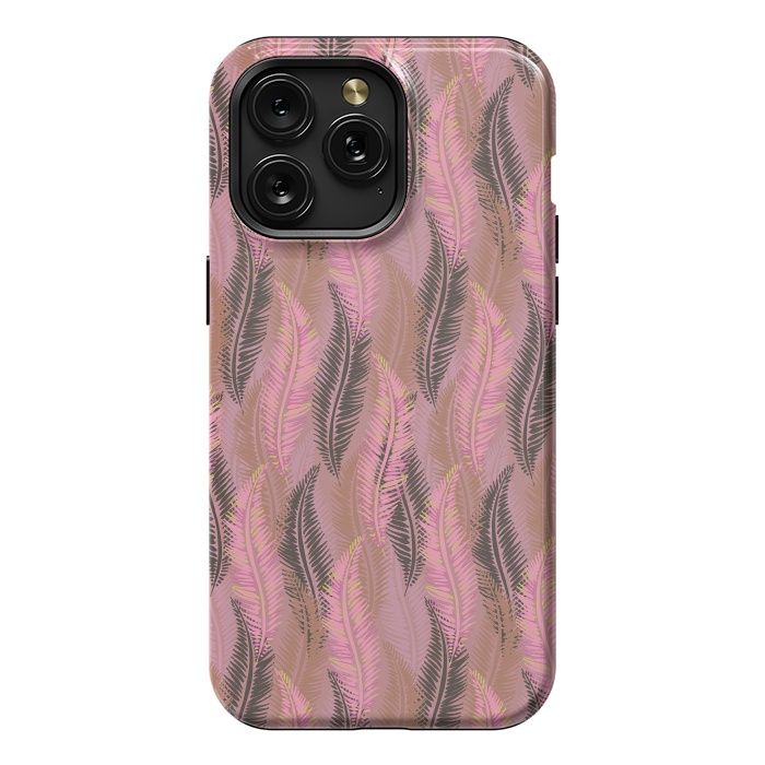 iPhone 15 Pro Max StrongFit Feather Stripe in Coral and Soft Pink by Lotti Brown