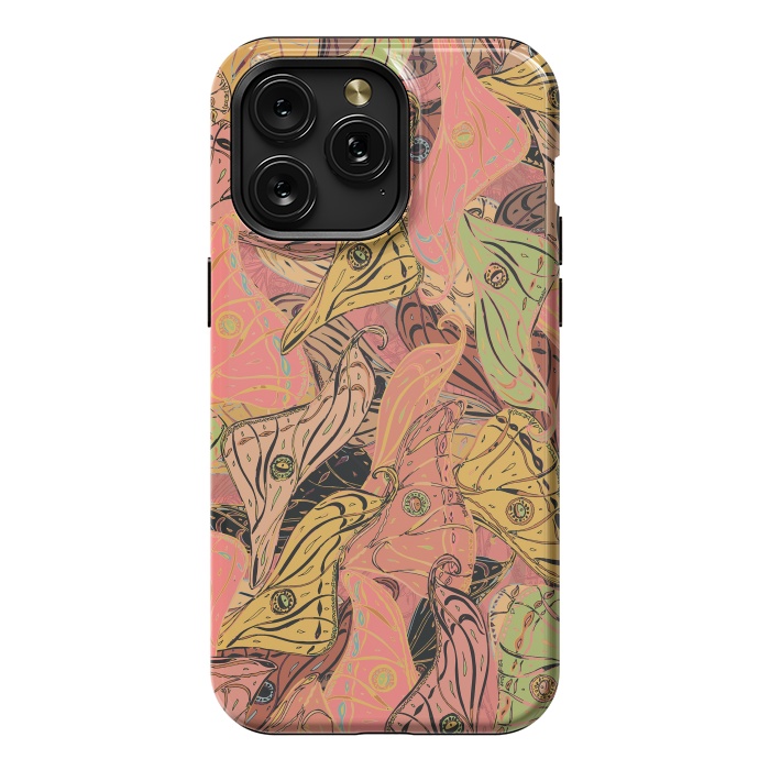 iPhone 15 Pro Max StrongFit Boho Butterfly Wings in Coral and Yellow by Lotti Brown