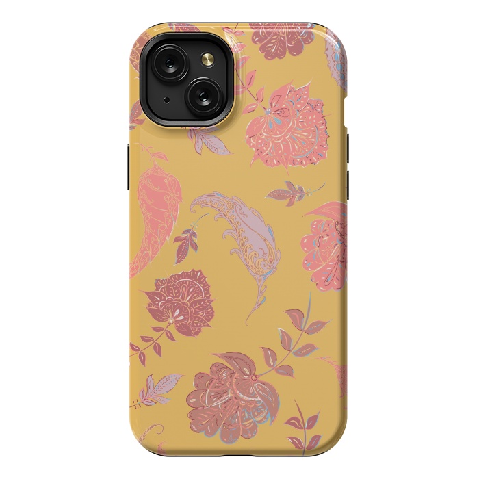 iPhone 15 Plus StrongFit Paradise Pattern - Yellow by Lotti Brown