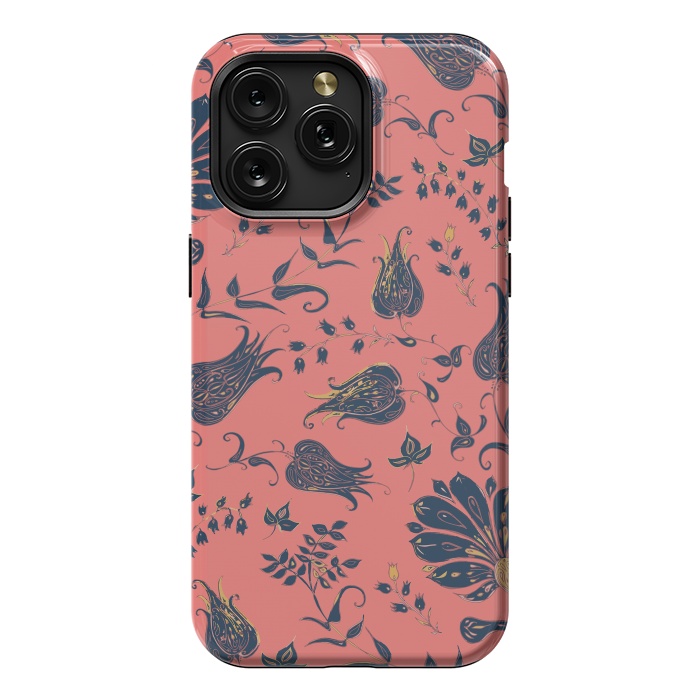 iPhone 15 Pro Max StrongFit Paradise Florals - Coral & Blue by Lotti Brown