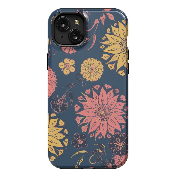 iPhone 15 Plus StrongFit Multi-Florals - Blue, Pink & Yellow by Lotti Brown