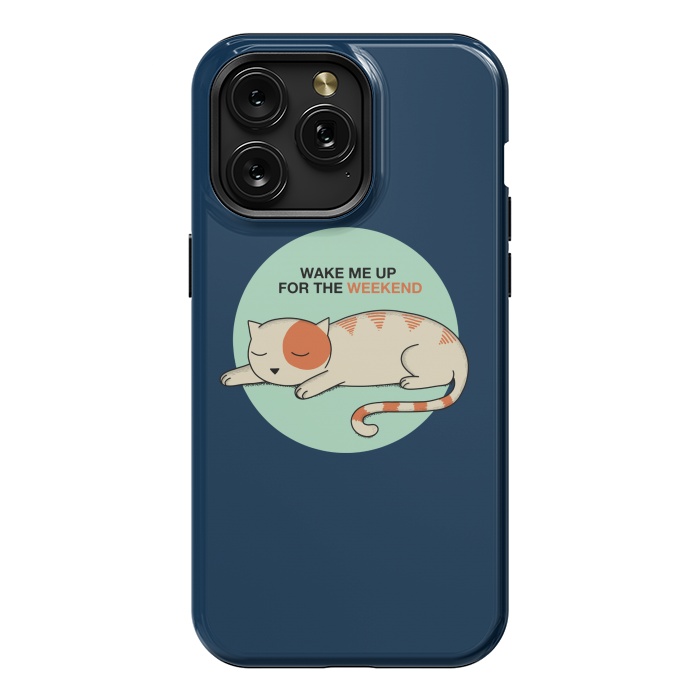 iPhone 15 Pro Max StrongFit Cat wake me up blue by Coffee Man