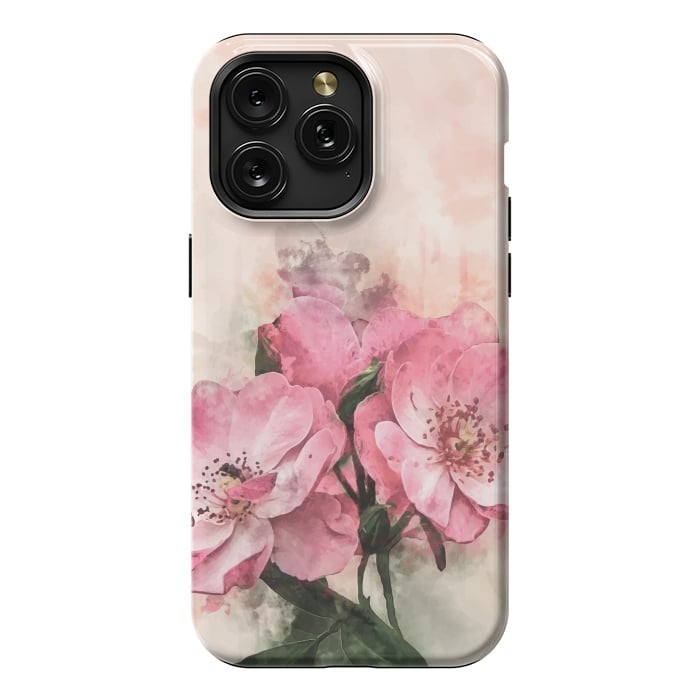 iPhone 15 Pro Max StrongFit Vintage Pink Flower by Creativeaxle