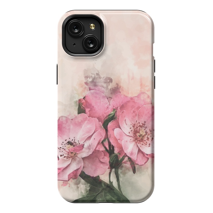 iPhone 15 Plus StrongFit Vintage Pink Flower by Creativeaxle